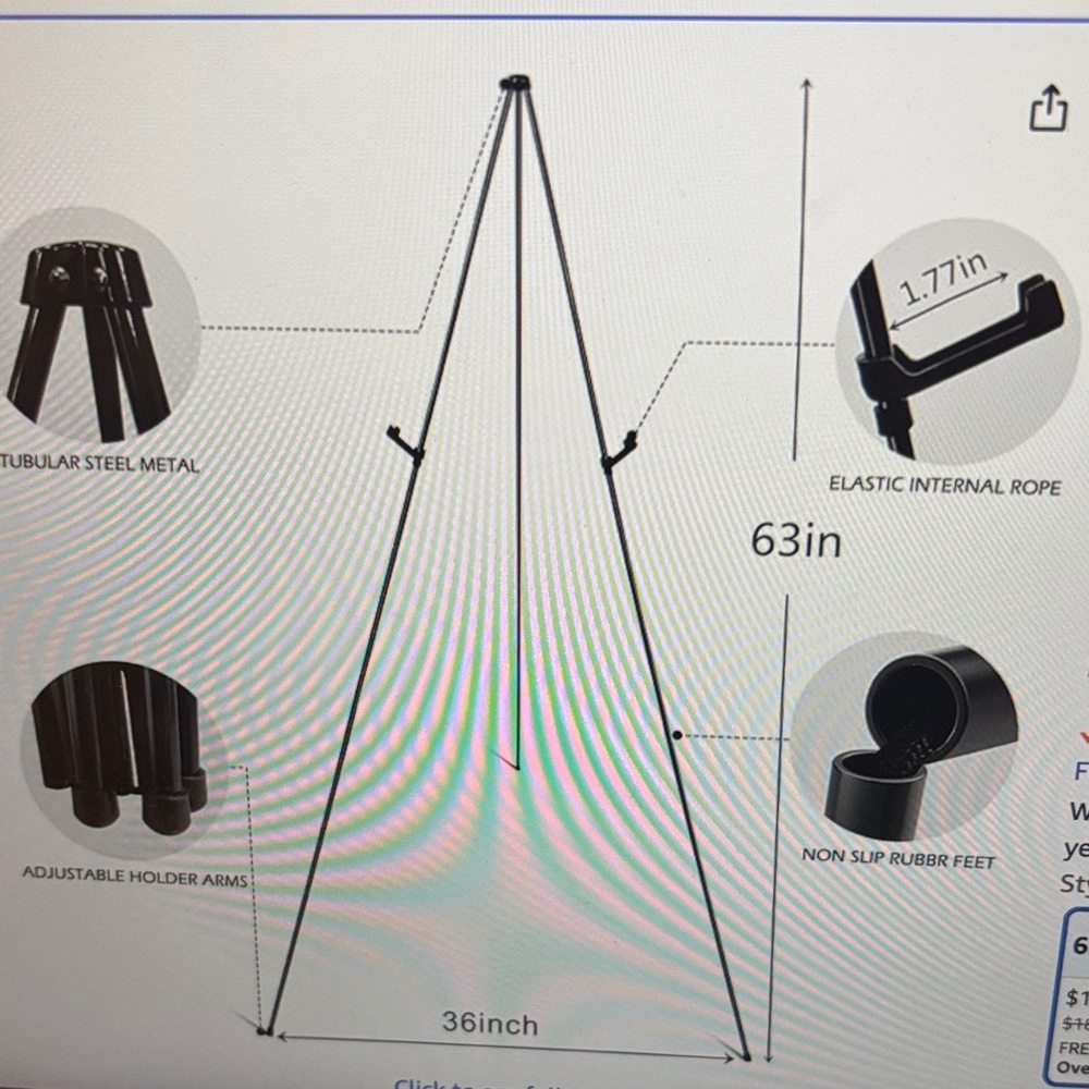 Amazon Black Adjustable Tripod Easel